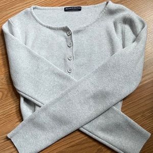 Brandy Melville Gray Athelia Knit Top/Cardigan